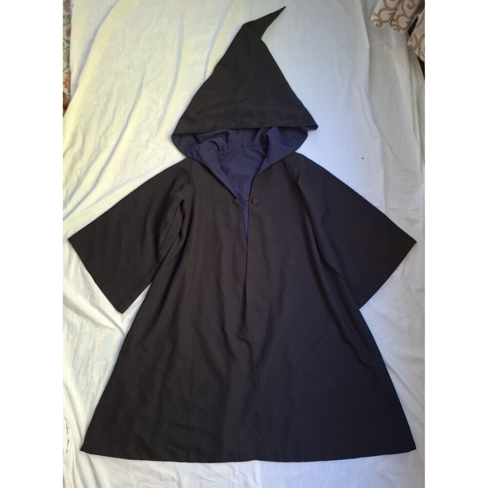 Whimsic Alley Wizard Hooded Cloak Robe Black Blue Ravenclaw Youth Large Unisex